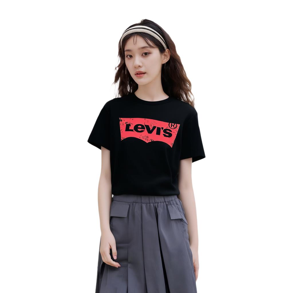 Levis Soft Comfortable Casual Round Neck Short Sleeve T-Shirt Women Tops Black 002A4-0001