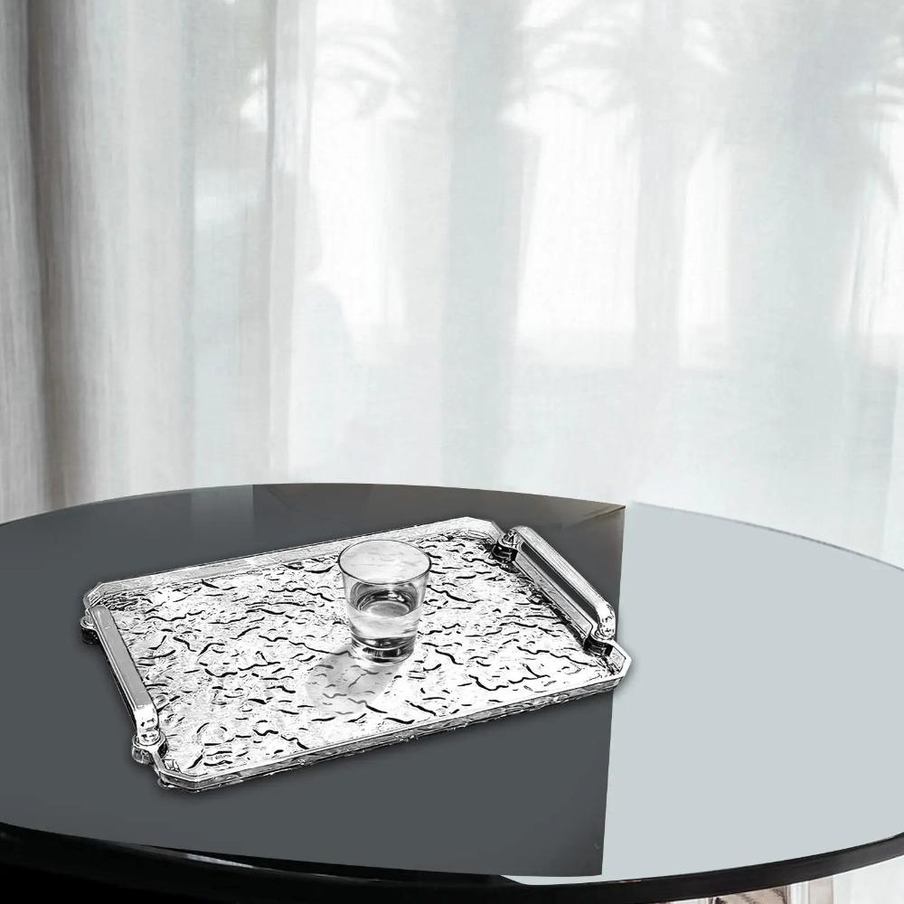 Decorative Water Ripple Storage Tray Light Luxury Dessert Plate Clear Tea Cup Tray  Household