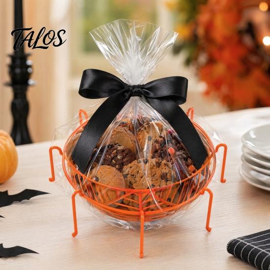 Spider Web Party Decoration Halloween Basket, Plastic Cobweb Design Fruit Serving Bowl, Treat for or Trick Candy Holder Dinner Table, Supplies Festive