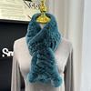 Korean Real Rex Rabbit Fur Whole Leather Woven Scarf Double-sided Thickened Warm Scarf Cute Ball Fur Collar Children
