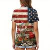 Women's Fashion Casual Lapel Short Sleeve Printed Shirt Women's Button Up Tops