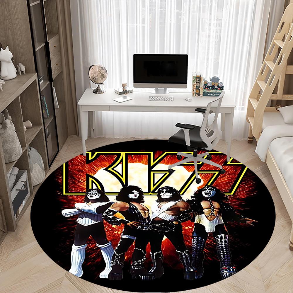 1pc KISS Band Office Round Area Rug, Under Office Chairs Bedroom Living Room Home Decor A1016286