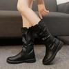 Herbst/Winter Neue Vintage Kaschmir Warme Damen-Mittelstiefel Seitlicher Reißverschluss Martin-Stiefel Lässige Große Ritterstiefel Damen