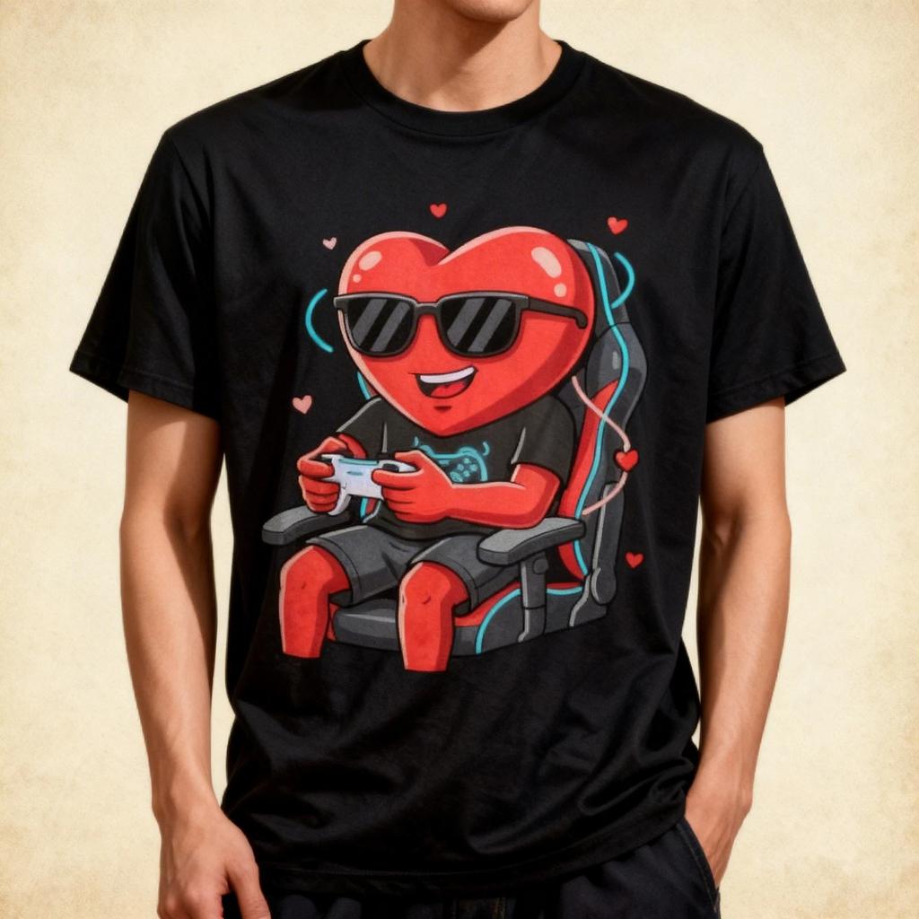 Valentine Gamer Funny Heart Video Gaming T-Shirt