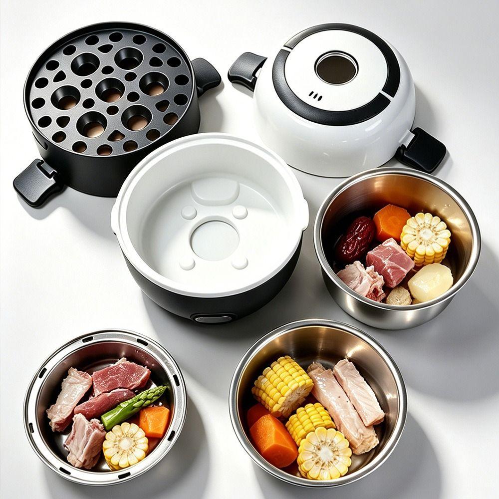 Stainless Steel Thermal Food Container Plug In Food Warmer Steamer  Worker Meal Prep