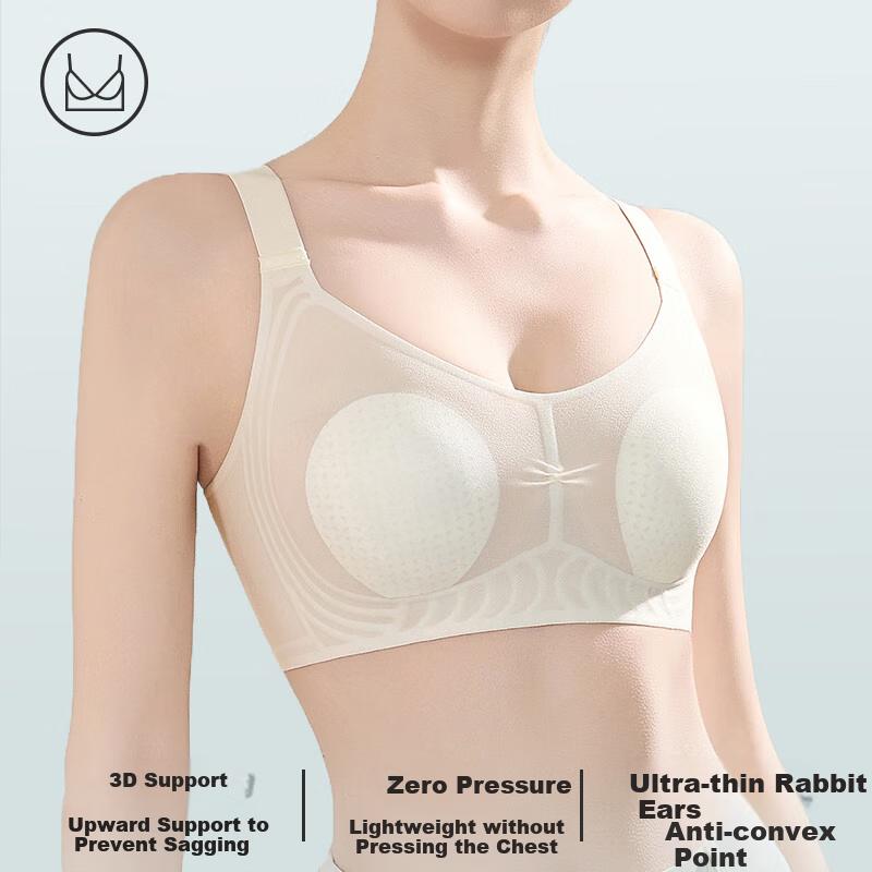 XUEXIMAN Seamless Bra for Women, Anti-Sagging, Cool Ice Silk Jelly Strip, Soft Support, Minimizes Large Breasts, Wireless Brassiere