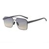New fashion double beam square sunglasses men's and women's personalized street photography concave shape photosensitive color-changing sunscreen s