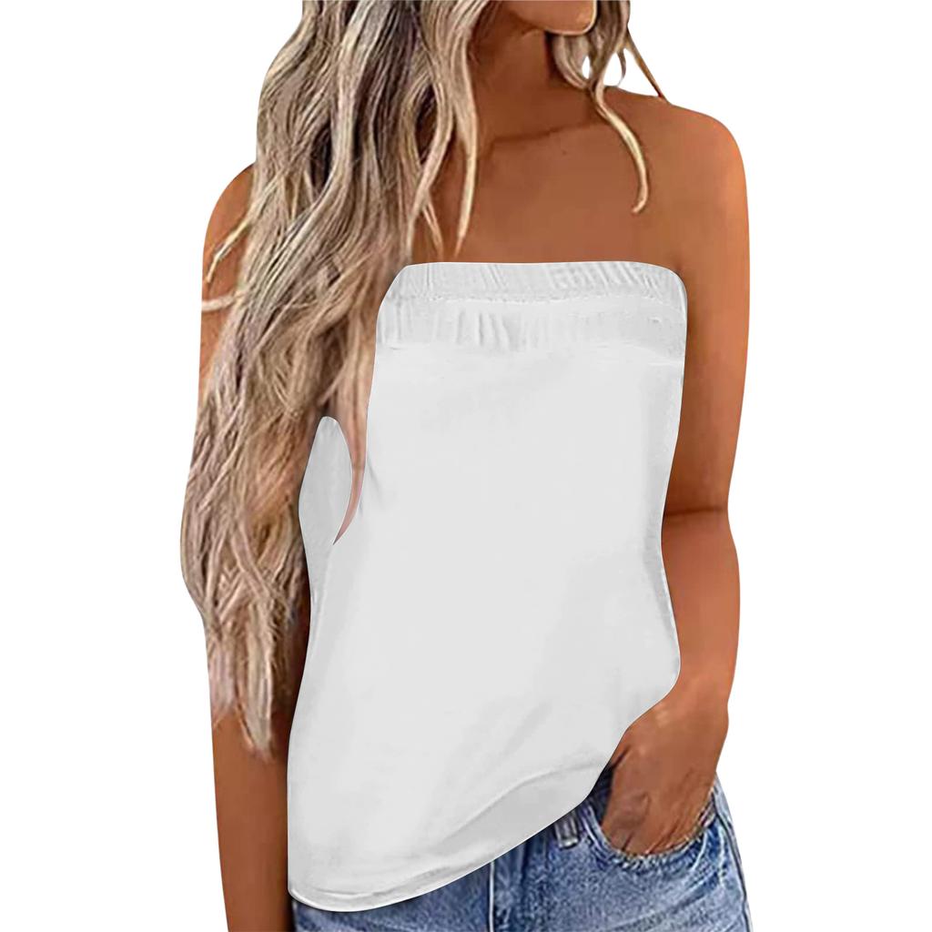 Women’s Bandeau Top Strapless Top Tube Top Boobtube Tops Women Backless Top Crop Top Y2K Clothes for Summer Going Out Tops for Women UK