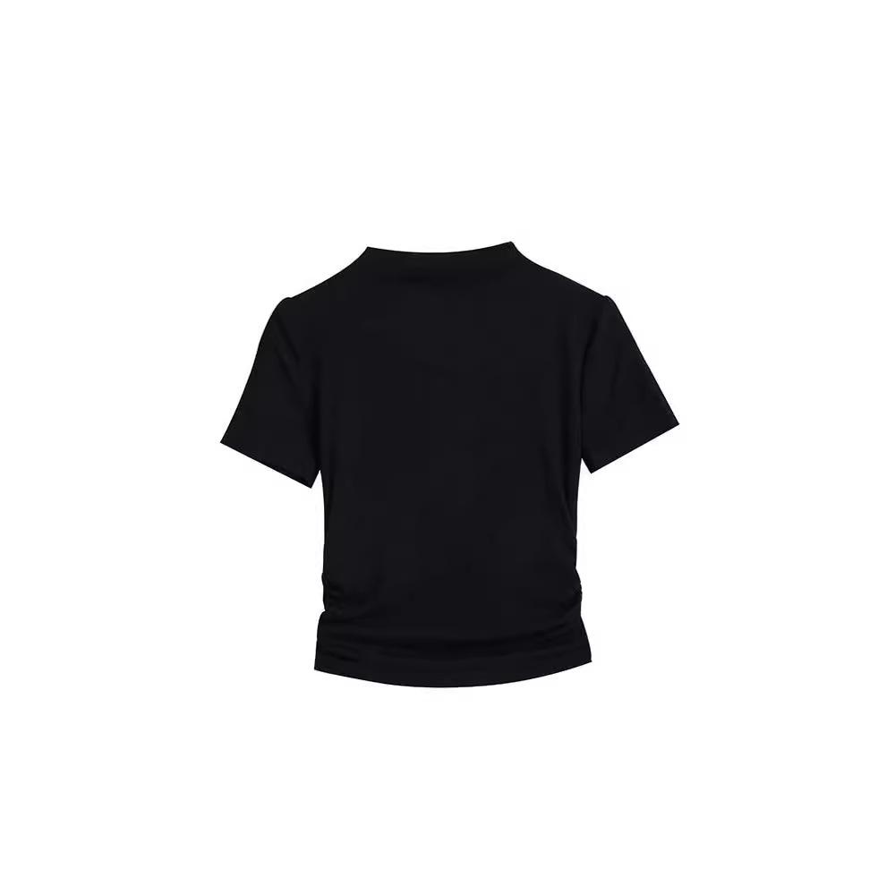 Semi-turtleneck Short-sleeved T-shirt Women's Summer New Bottoming Shirt with Slim-fit Short Student Top