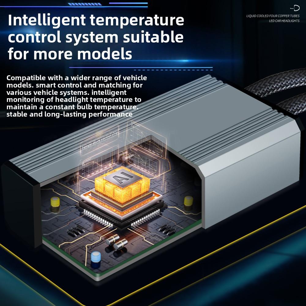 100W Four Copper Tube Led Car Light H7 High Power H1h11 Super Bright H4 Car Led Headlight 12V24V General Purpose Light