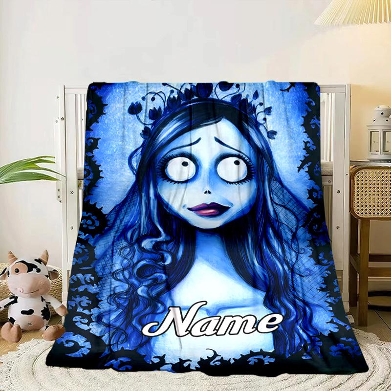 Benutzerdefinierter Name Corpse Bride Kunstdecke Bett Sofa Decke Flanelldecke für Camping, Wandern, Picknick Zubehör, Geschenk für Familie und Freunde