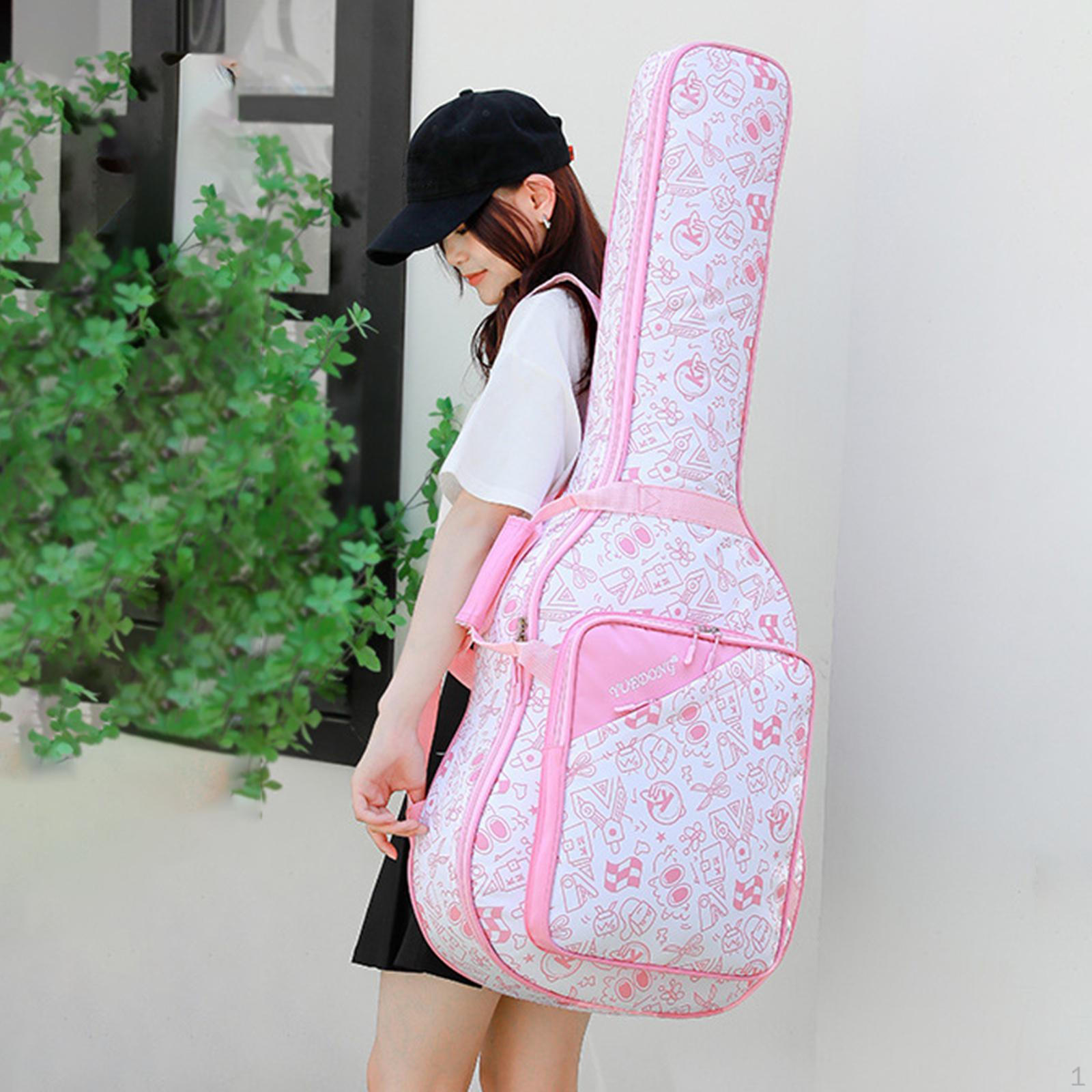 

Чехол для гитары, акустический чехол, износостойкий, с боковой ручкой, рюкзак розовый