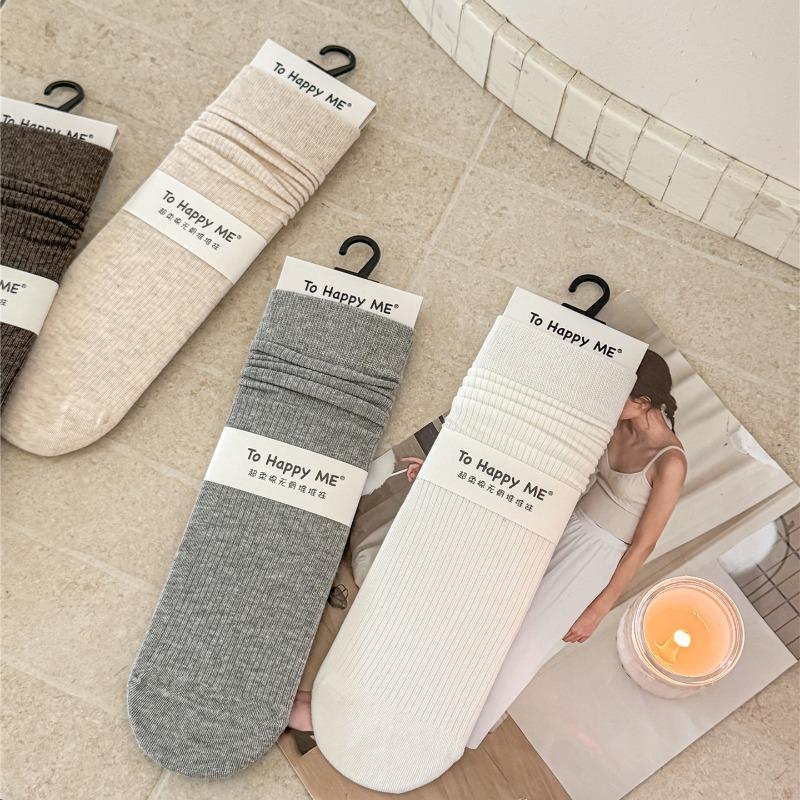 Ladies Fall Casual Miscellaneous Vertical Lines Preppy Style Boneless Breathable Tube Stack Socks