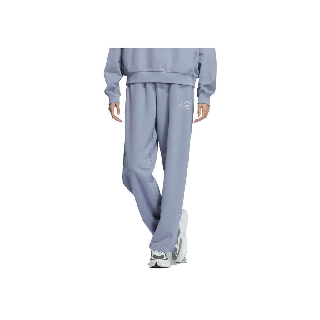 Adidas SS23 Solid Color Long Drawstring Logo Knit Sports Pants Women Bottoms Silver Gray Violet IK3513