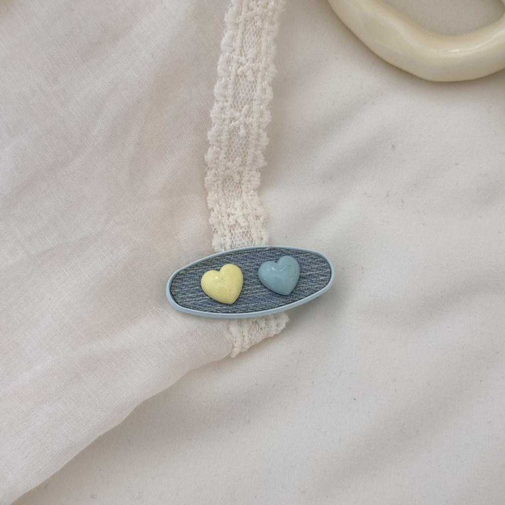Retro and Fresh Denim Blue Hair Clip Girl's Bow Yellow Side Bang Feel Broken Duckbill Women Girl Hair Accessoires Bow Sweets New