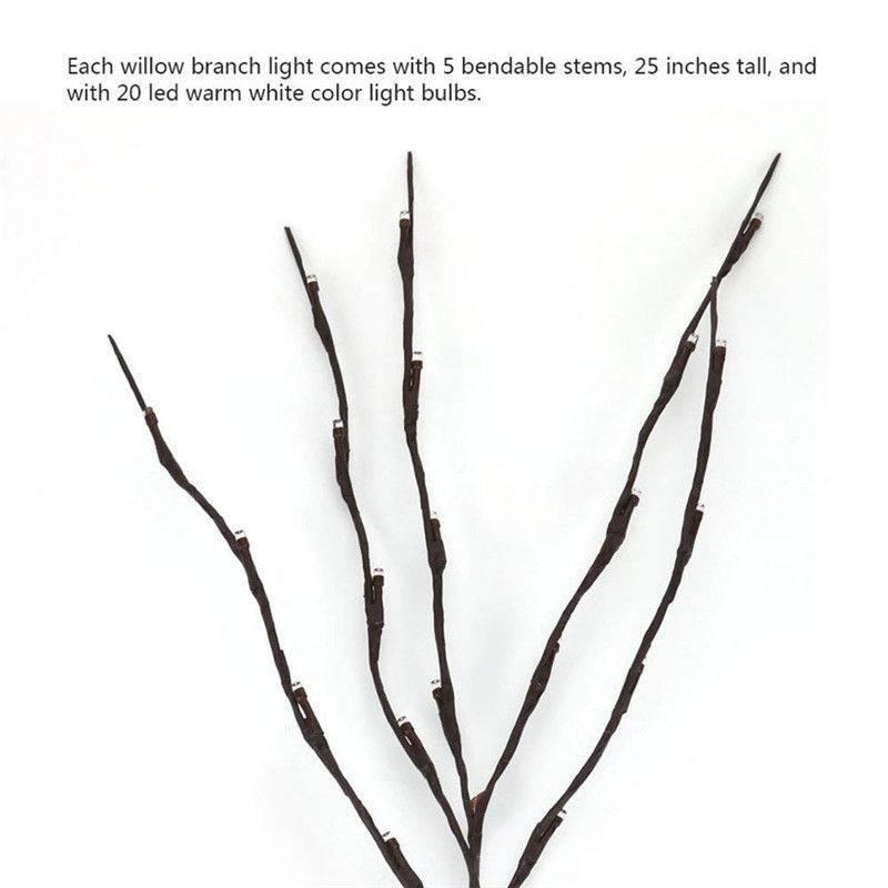 20 LED Indoor Tree Branch Light Party Wedding Home Garden Decor Fairy String Lamp