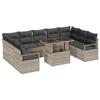Ensemble de Canapé de Jardin vidaXL 10 Pièces avec Coussins Gris Clair Rattan Poly 3357625