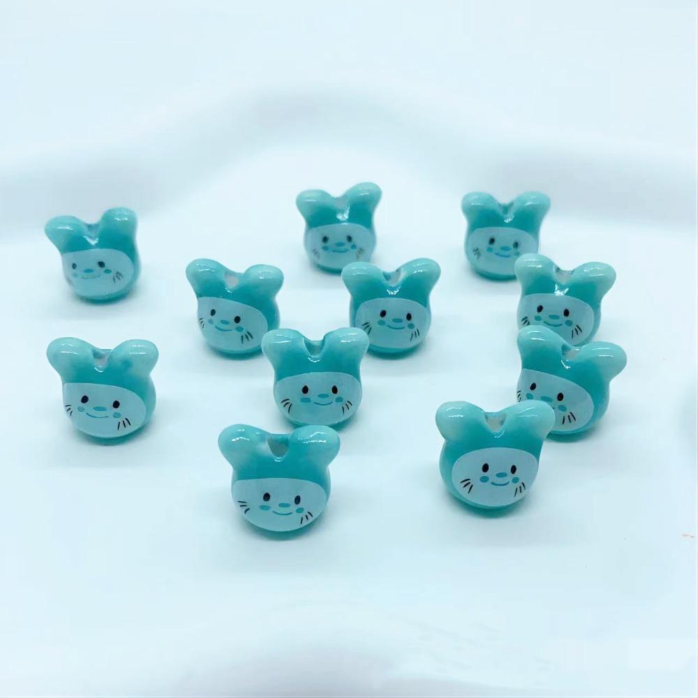 10Pcs Ceramic Colorful Chinchillas Ceramic Beads Rabbit Rabbit Shape Porcelain Bead  DIY Crafts