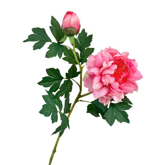 Artificial Peony Flower, Realistic 2 Heads Faux Peony with 1 Bud, 29.9" Fake Peony Bouquet with Stem for Wedding Centerpiece, DIY Home Table Vase