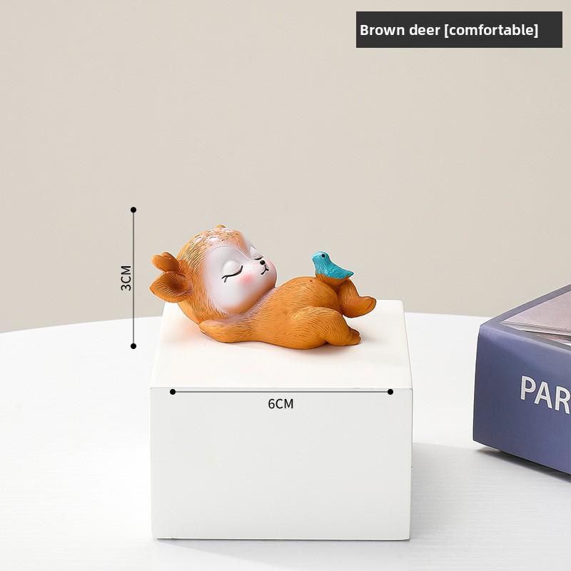 Tang Yi Creative Small Decorative Items for Home Living Room TV Cabinet Entrance Hall Office Desk Cute Deer Decorative Items Arrangement