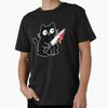 Funny Murderous Cat What Black Cat With Knife Scary Halloween Gift T Shirt 0705 Cute Evil Cat Graphic Clothes All Size S6xl