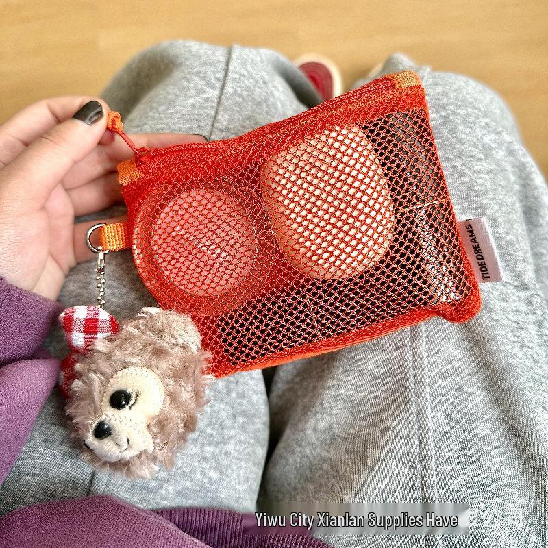 Korean Style Double-Layer Recycled Polyester Mesh Zipper Pouch for Lipstick, Coins, and Sundries