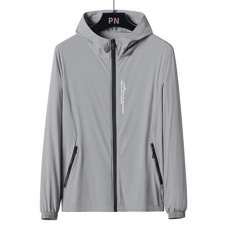 

Мужская и женская куртка с капюшоном, быстросохнущая, дышащая, с защитой от солнца - модная летняя одежда L светло-серый