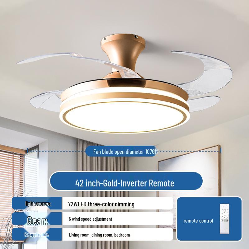 Nordic Luxury Smart Chandelier with Invisible Ceiling Fan for Living Room, Bedroom, and Dining Room.