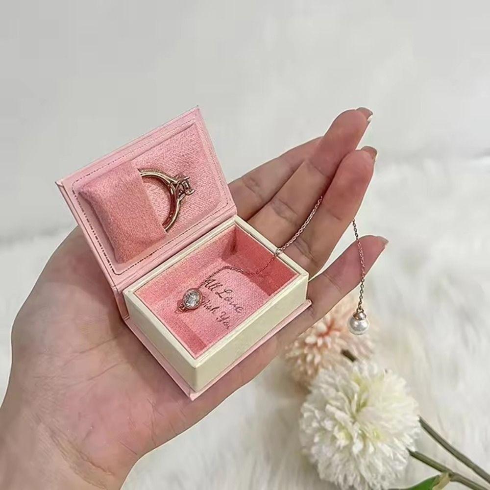 Creative Book Shape Jewelry Storage Box Mini Flip Cover Ring Box Vintage Pendant Box for Valentine's
