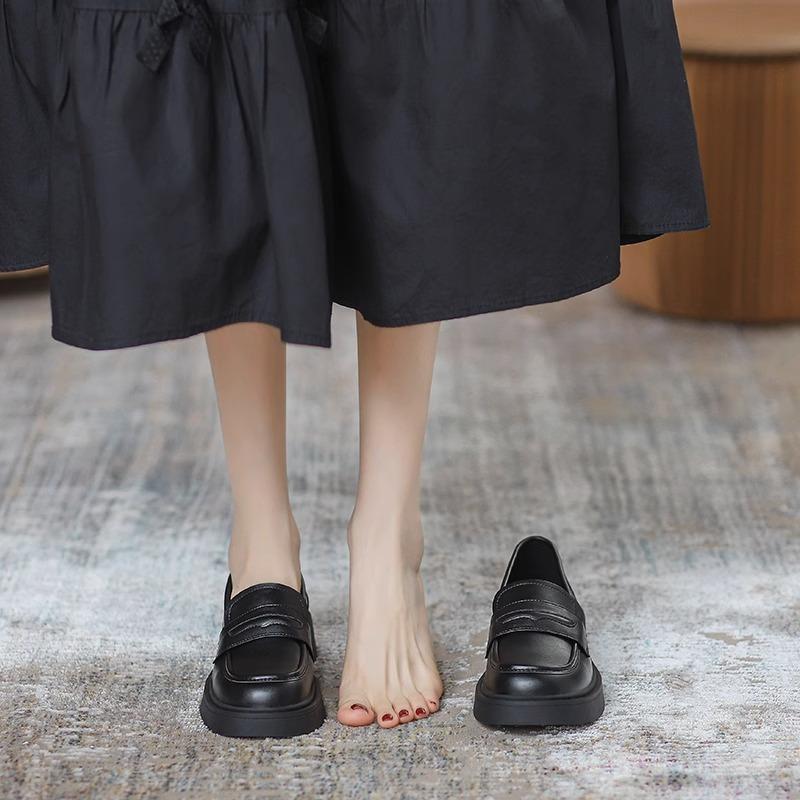 Genuine Leather Small Leather Shoes Spring New Thick-soled One-pedal Soft-soled Single Shoes Are Versatile