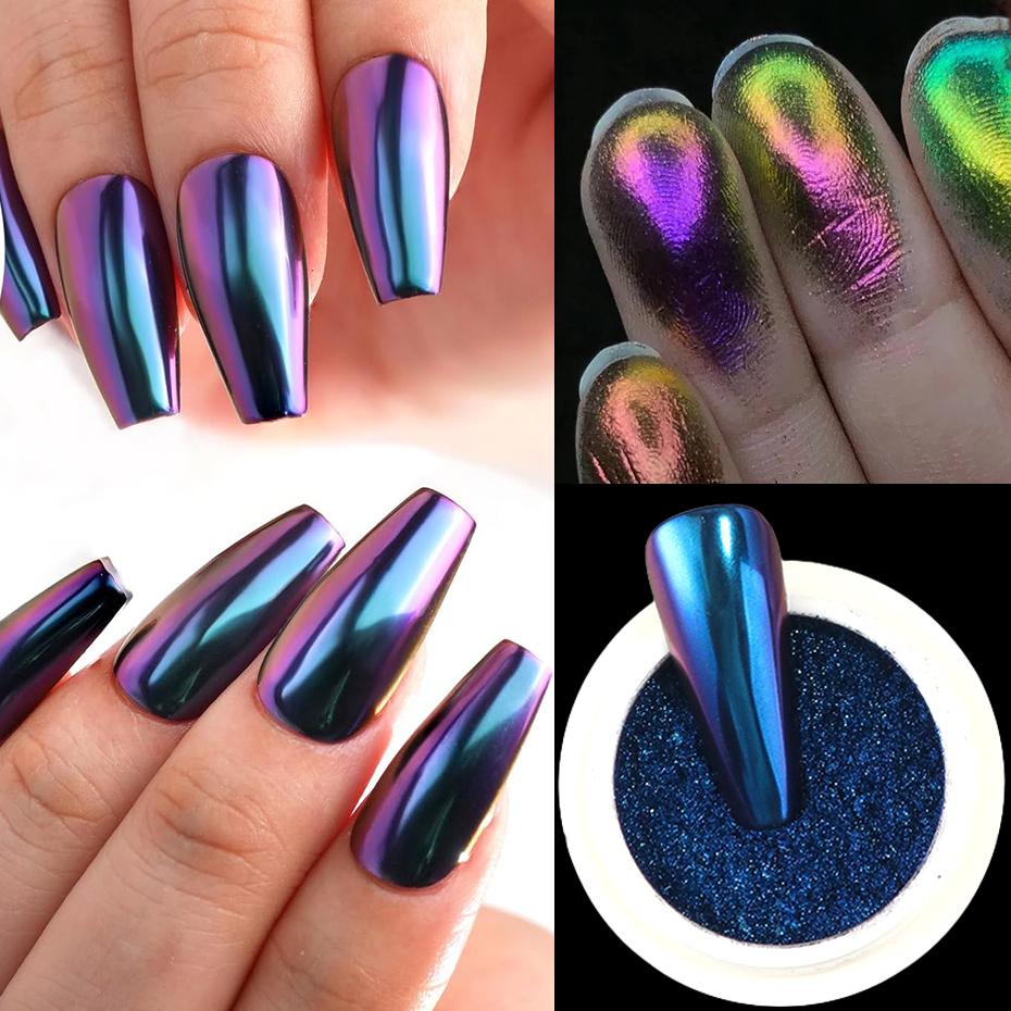 Xiaomi Chrome Chameleon Nail Powder Pigment Marmalade Metallic Magic Mirror Nail Art Powder Glitter Rubbing Dust Decorations Manicure
