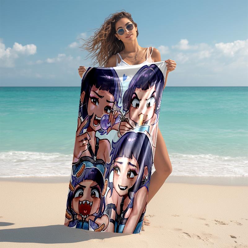 1pc KPop Demon Hunters ZOEY6 Beach Towel, Comfortable and Thick, and Swimming/Bath/Picnic/Camping Towel, Suitable for Seaside Beaches