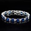 ThreeGraces Lucido Azzurro Cubic Zirconia Colore Argento Moda CZ Bracciale Tennis per Donne Gioielli per Festa di Fidanzamento BR236