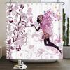 Butterfly Flower Girl Bathroom Curtain Polyester Waterproof Fabric Shower Curtain Valentine's Day Heart Pattern Bathtub Screen