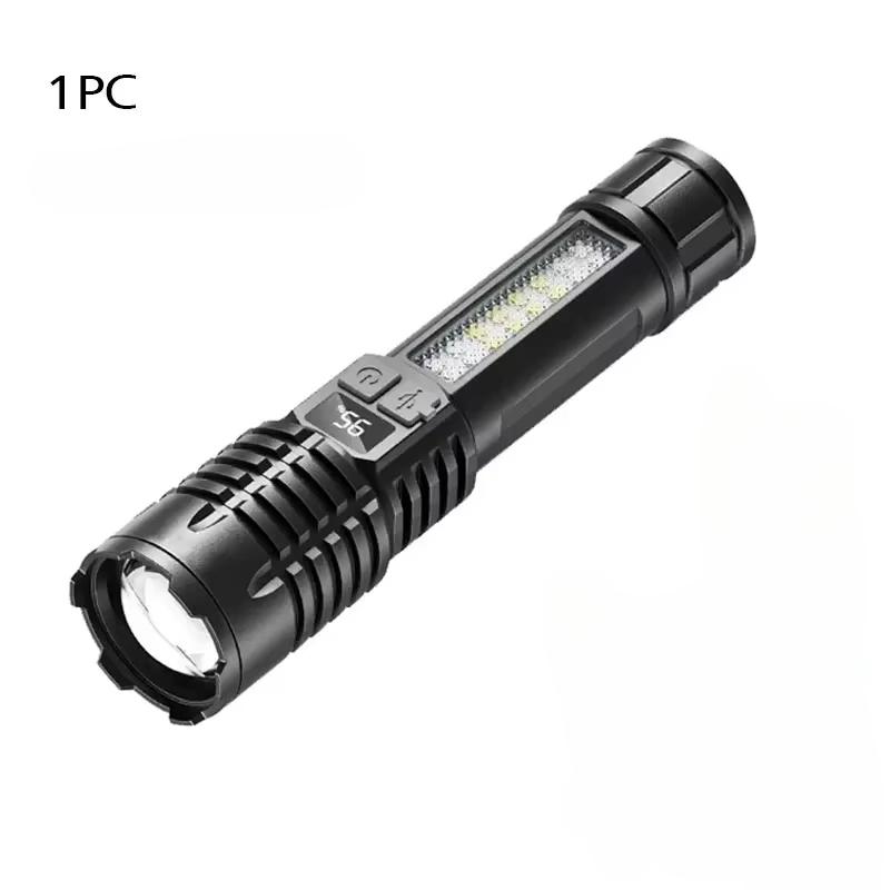 Powerful LED Flashlights Type-c Rechargeable Telescopic Zoom Tactical Torch Built-in Battery for Camping Emergency Lamp