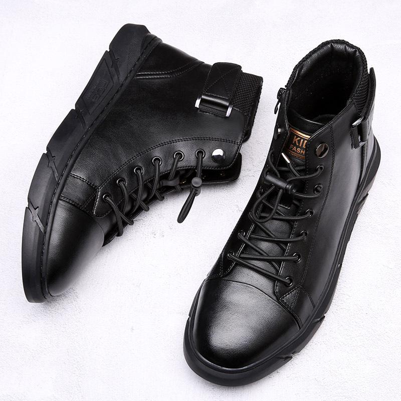 

2025 autumn and winter men s board shoes Martin boots high-top trendy casual shoes wear-resistant cotton warm leather shoes 2025 38