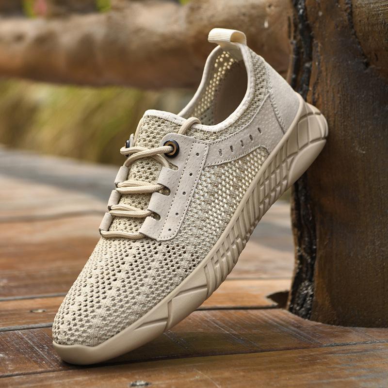 Men's shoes 2025 summer new breathable thin mesh shoes men's casual shoes lightweight soft sole hollow sports trendy shoes