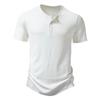 Men's Henley Collar T Shirts Summer Casual Solid Color Short Sleeve T Shirt  High Quality Tops