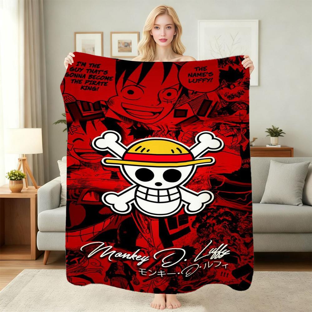 Luffy'S Straw Hat Pirates Pattern Flannel Blanket Soft Comfortable Throw Blanket For Camping Travel Home Decor Christmas Gift
