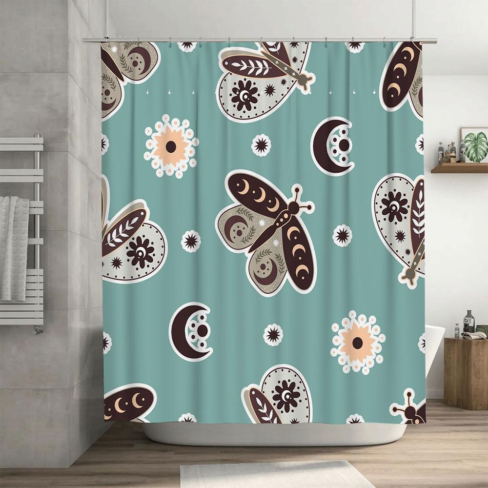 Unique Design Waterproof Shower Curtains Decorative Floral Butterfly Print Bathroom Accessories Set for Home Decoration in Bath