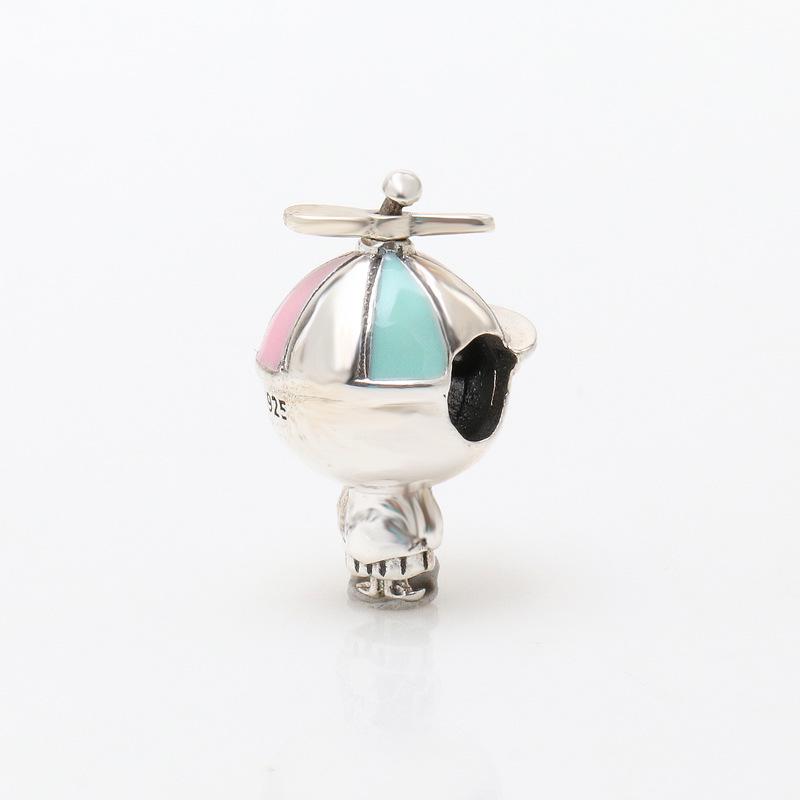 Silver-Plated Propeller Hat Charm: Energetic Beaded Boy Gift
