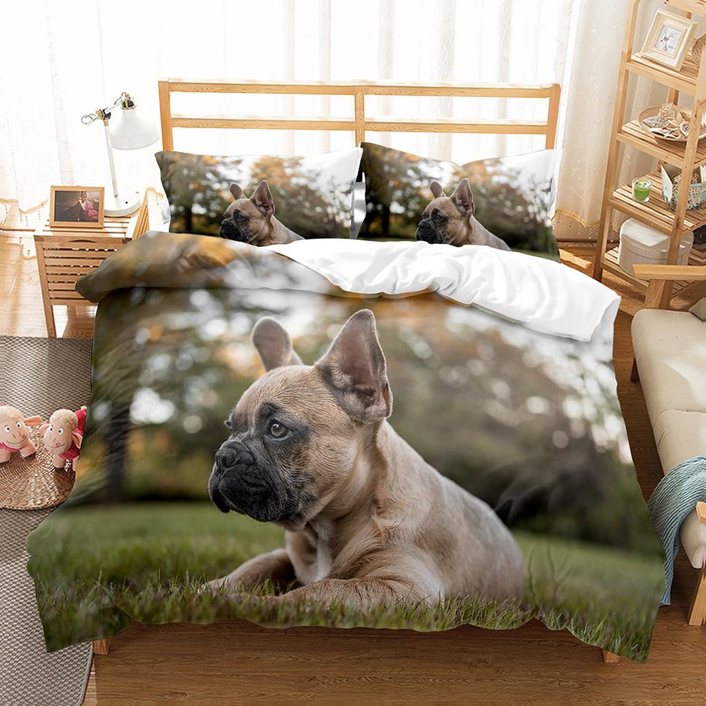 Zestaw poszewek na kołdrę French Bulldog Cute Dog Poliester Poszewka na kołdrę Twin Full Size Dla dzieci nastolatków dorosłych Wystrój sypialni Zestaw pościeli