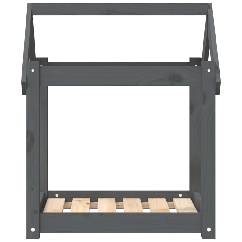 Vidaxl Legowisko Dla Psa, Szare, 61X50X70 Cm, Lite Drewno Sosnowe