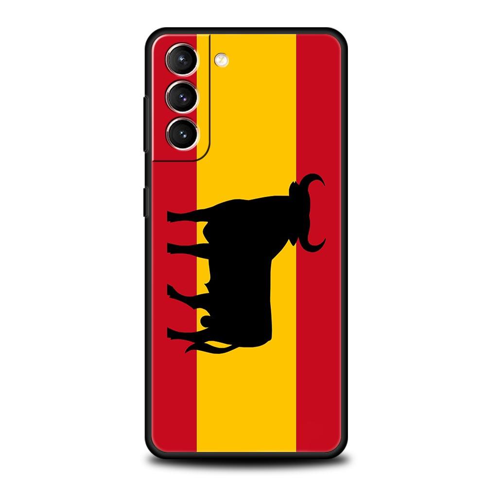 Spain Bull Flag Phone Case For Samsung Galaxy S26 Ultra S25 Plus S24 FE S23 S22 5G S21 S20 Cover Black Soft