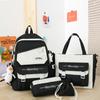Four-piece Schoolbag Korean Version Simple Junior High School High School Campus Student Bag College Student Backpack Fresh Cute Backpack
