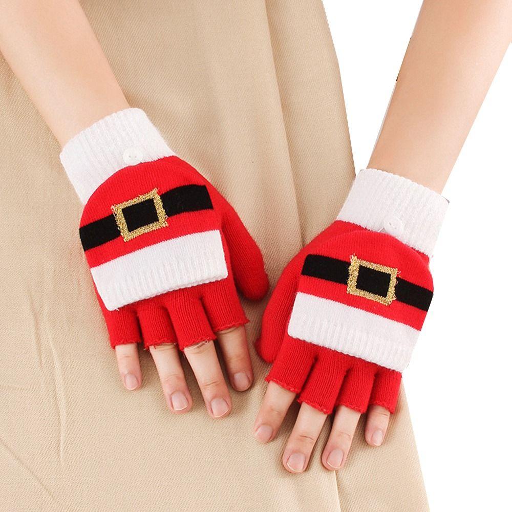 

Аксессуары для одежды с узором Клауса Женские вязаные варежки-флип Осенне-зимние перчатки Рождественские перчатки Christmas Belt