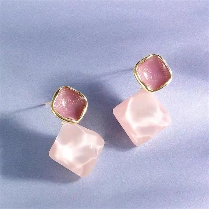 Rosa Grün Acryl frauen Baumeln Ohrringe Candy Farbe Süße Sommer Heiße Mode Transluzenten Quadrat Anhänger Hängen Ohrringe