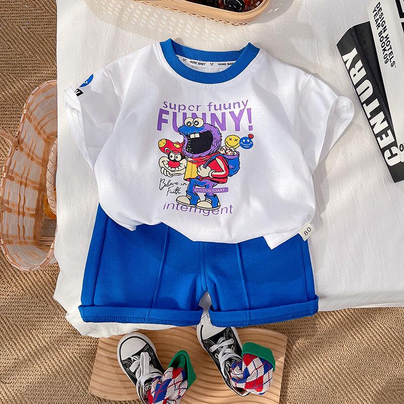 

Чоловічий Дитячий Одяг Літня Мода Повсякденний Літній Прохолодний Корейський Спортивний Дитячий Костюм Тренд 120