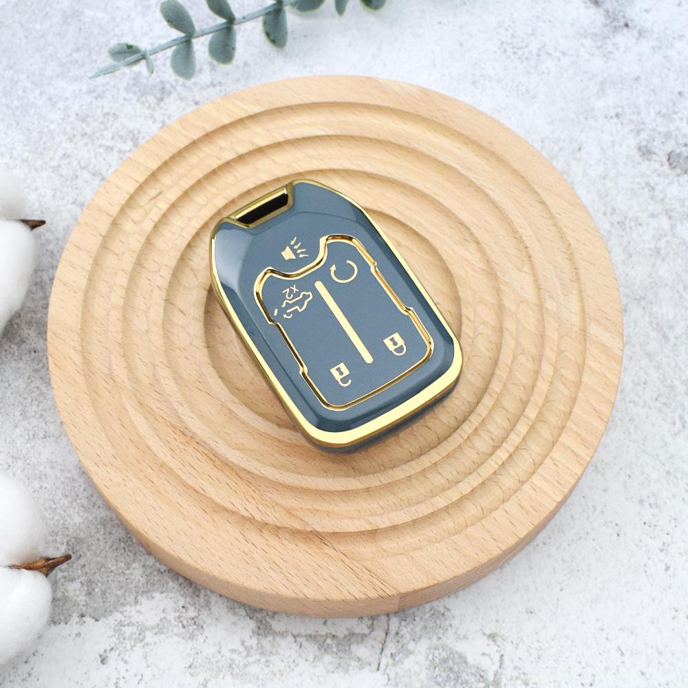 

Чехол для автомобильного ключа из ТПУ с 5 кнопками для GMC Yukon XL Sierra Terrain Acadia для Chevrolet Tahoe 2015 - 2020, держатель для дистанционного брелока серый