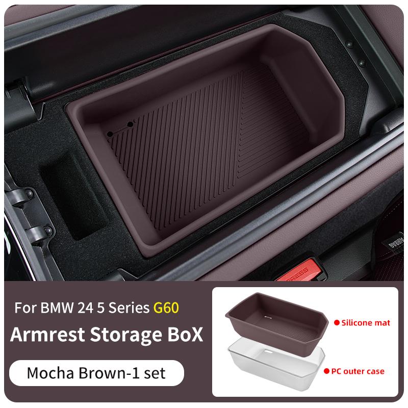 2025 Hot Silicone Car Central Armrest Storage Box Container Holder Tray For BMW 5 Series G60 2024 Auto Interior Decoration Acces